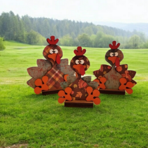 Set of 3 table top turkeys