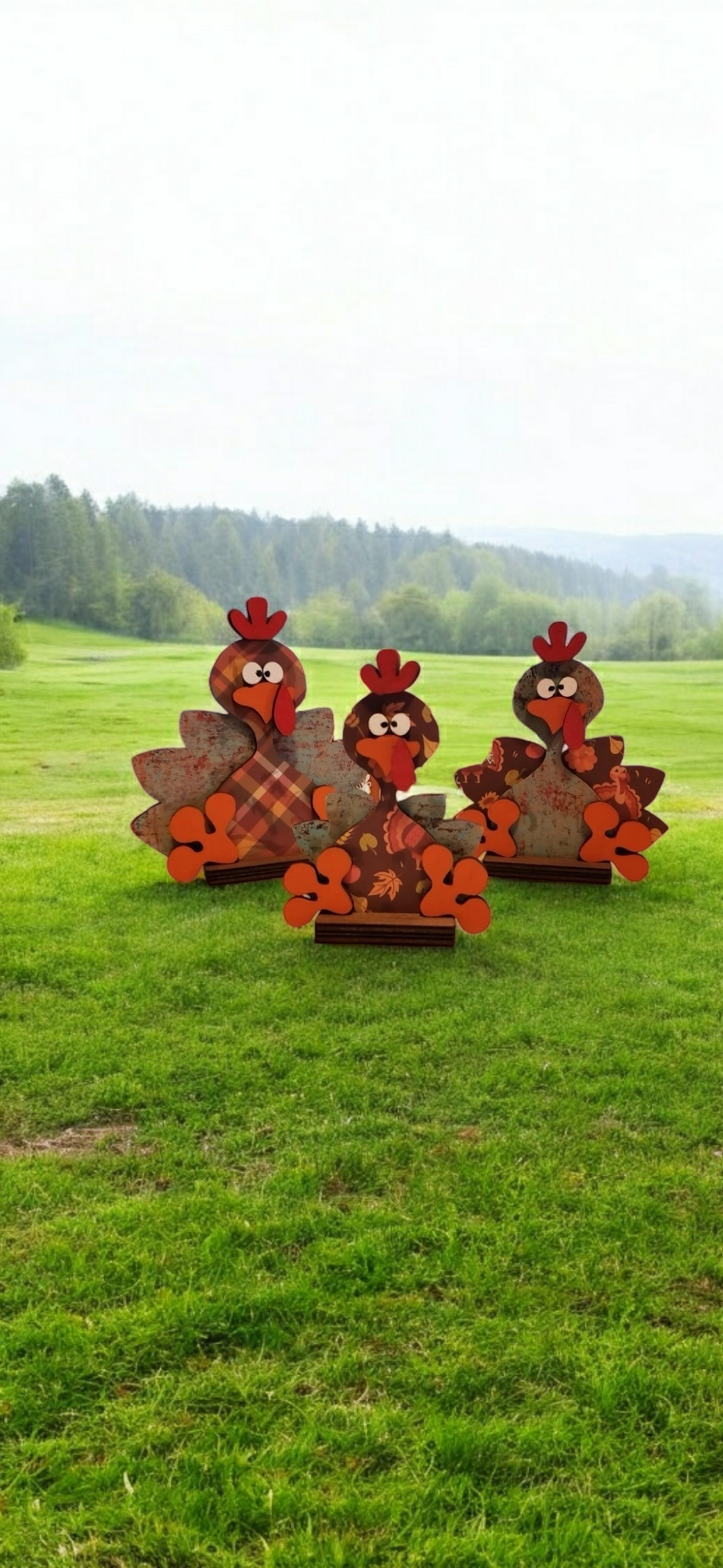 Set of 3 table top turkeys