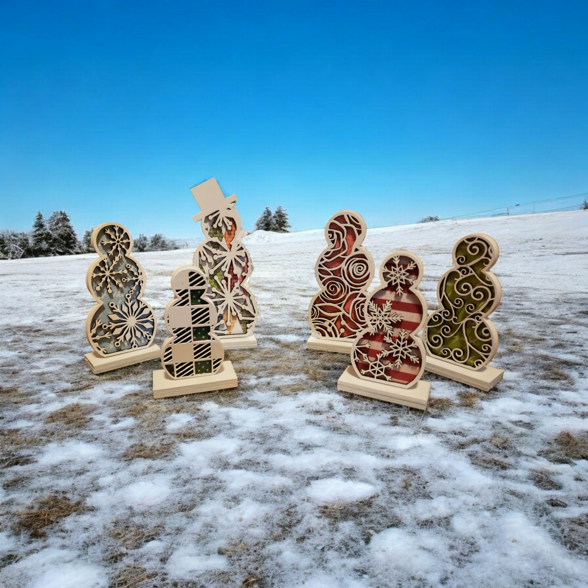 Set of 6 tabletop snowman